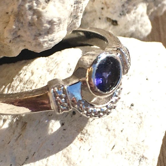 Natural Iolite Sterling Silver Ring Size 7 Genuine Gemstone - Picture 13 of 16